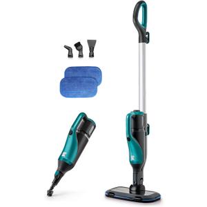 Kenmore SM2050 2-in-1 Steam Mop Hard Floor Cleaner with 2 Modes & 2pcs Washable Pads for Carpets, Rugs and Upholstery, Green