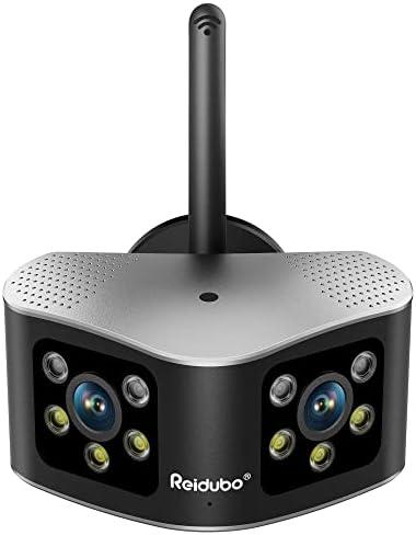 Reidubo 4K WiFi Security Cameras Outdoor with 165° Ultra-Wide Angle, Ultra-HD Dual Lens Cameras for Home Security, Two-Way Talk, Color Night Vision, IP66 Waterproof, Sound & Light Alarm