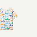 Amazon Essentials Boys Short-Sleeve T-Shirts (Large, Ivory Sharks)