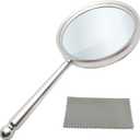Handheld Magnifying Glasses 5X Reading Magnifier with Shatterproof Metal Handle & 84mm Large Magnifying Real Glass Lens for Seniors and Kids Repair and Observation(Silver)