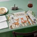 50 Pieces Paper Placemats for Woodland Baby Shower, 11"x17" Forest Animals Disposable Table Place Mats, Woodland Animals Baby Shower Decorations