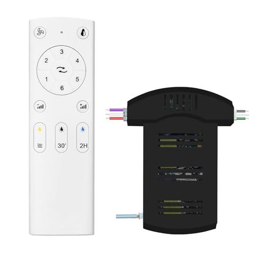 ducrew Universal Ceiling Fan Remote Kit 3-in-1 Fan Speed, Lighting, Timer Wireless Remote 6-Speed Control for Ceiling Fan Lights - Pairing Required