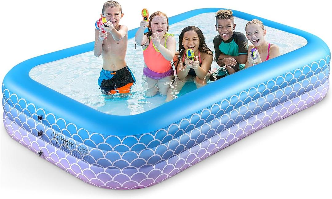 2025 Upgrade Inflatable Pool for Kids and Adults-120"*72"*22" Full-Sized Inflatable Swimming Pool Leakproof Blow Up Above Ground for Backyard Outdoor Garden Summer Water Party Pink