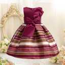 CMMCHAAH 2-9T Flower Girls Dresses Toddler Striped Dress (Red)