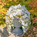 HyeFlora Hibiscus Fall Flowers Artificial Hanging Flowers Plants for Outdoors Autumn Decoration, 2pcs White Silk Hibiscus Vines Realistic UV Resistant Faux Flowers for Outside Planters Garden Indoor