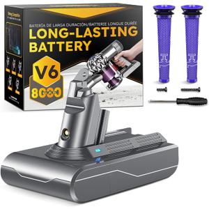 8000mAh V6 Battery Replacement Compatible with Dyson V6 (Animal/Absolute/Motorhead/Fluffy/SV03/SV04/SV05/SV06 /SV07/SV09/DC58/DC59/DC61/DC62/DC72/DC74) Cordless Vacuum Cleaner