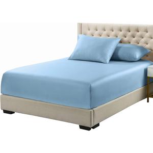 Viscose from Bamboo Fitted Bottom Sheet Only, Split Top King Size (Flex Head), Deep Pocket, Extremely Soft Sheets, Solid Blue