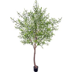 Niwellveb 8FT Fake Tree Artificial Olive Trees Artificial Indoor Realistic Potted Silk Indoor Large Fruit for Home Offices, Living Rooms, Bedrooms, Stairs and Foyer Decor (8 Ft Leaf Type)