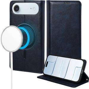 2 x Rssviss for iPhone Air Wallet Case, Flip Folio Case Compatible with Magsafe, RFID Blocking Card Holder Kickstand, Shockproof iPhone Cover Men Women for iPhone Air 6.5" Dark Blue