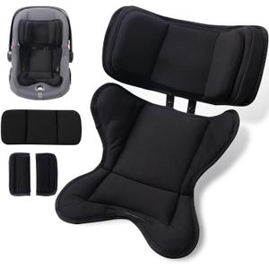 TinlyFinly Infant Insert Compatible with Doona, Graco, Britax, Chicco, Evenflo Car Seat, Adjustable Baby Head Body Support Cushion for Newborn to Toddler, Fits Infant Car Seat and Stroller (Black)