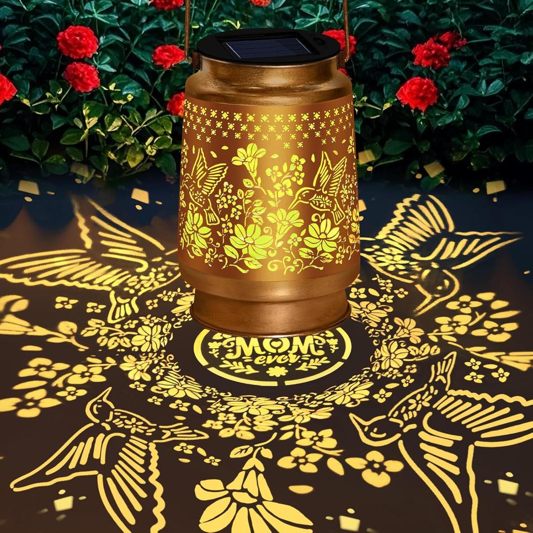 Hummingbird Solar Lanterns Outdoor Waterproof, Hanging Solar Lights Garden Decor, Metal Garden Lights for Yard, Patio, Lawn, Landscape, Gifts for Women Mom Grandma, Mothers Day