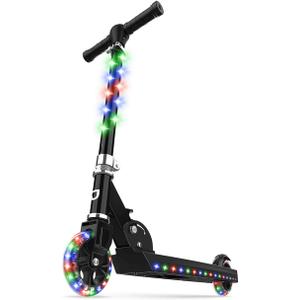 Jetson 2-Wheel Light-Up Kick Scooter, Light Up Deck and Wheels, Height Adjustable Handlebar, Rear Brake, Easy-Folding Mechanism, 4 or 6 inch wheels