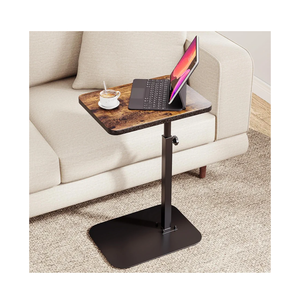 ELYKEN TV Tray Table, C-Shape Couch Desk, 360° Swivel Side Table Height Adjustable, Laptop Stand for Couch Recliner, Small Bedside Tables, Rustic Brown