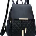 KKXIU Quilted Trendy Leather Backpack Purse for Women and Ladies Shoulder Travel Daypacks Bags (Black)
