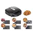 Waffle Maker 6 in 1, Walnut Cookie Maker, Panini Press Grill and Sandwich Maker, Donut Maker with Removable Non-Stick Plate