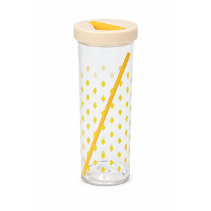 Fruit Infuser Water Bottle, Foldable Straw Water Cup, Water Bottles with Straw, Simply Bottles, LeakProof & Shatter-Proof, 16 oz (Yellow)