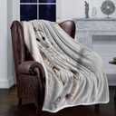 Owl Sherpa Fleece Blanket, Super Thick and Warm Cozy Luxury Blanket 50"x60",Cute White Owl Perch On Tree Branch Bed Blanket, Fuzzy Thick Reversible Fluffy Plush Microfiber Throw Blanket for Couch