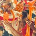Soulchen 360 Pcs Orange Team Spirit Accessories Bulk Field Day Accessories Pep Rally Color War Camp Spirit Events Party Items Cheerleading Pom Poms Clappers Thunder Stick Whistle Megaphone