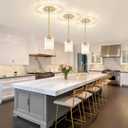 2 Pack Crystal Pendant Lights Kitchen Island, Brushed Brass Kitchen Pendant Lighting Over Island, Modern Dining Room Light Fixtures Adjustable Hanging Pendant Light for Bathroom Hallway Bedroom Foyer