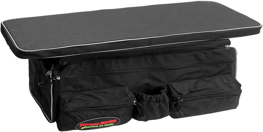 Seamax Universal Inflatable Boat Bench Seat Cushion and Detachable Seat Bag with Sunlitec 3-Layers Fabric and Reflective Edges (Size D - 42" for 420-460 Boats)