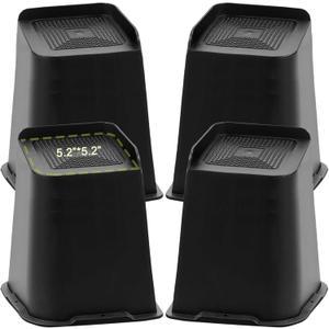 Bed Risers 2 inch, 3 inch, 4 inch, 6 inch, 8 inch Heavy Duty, Oversized Furniture Riser for Couch Sofa Table Chair Leg Frame Dorm, Support up to 6000 Lbs (Black 4 Pack, 8 inch)