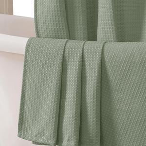 OVZME Sage Green Shower Curtain Set, Waffle Textured Heavy Duty Fabric Shower Curtain for Bathroom, Luxury Hotel Weighted 230GSM Bath Curtain with 12 Plastic Hooks, Machine Washable, 72x72 In