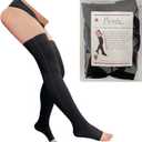 Thigh High Open Toe 20-30 mmHg Firm Compression Leg with YKK Zipper (Black, 3)