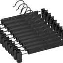 NORTHERN BROTHERS Black Plastic Pants Hangers, 30 Pack, Adjustable Clip Hangers for Skirts and Trousers (30pack)