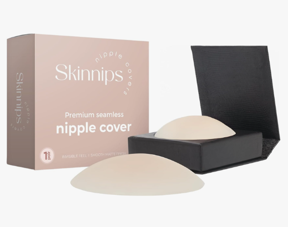Skinnips Nipple Covers – Reusable Silicone Pasties, Invisible Under Clothing, Hypoallergenic Adhesive, Seamless & Comfortable, Creme