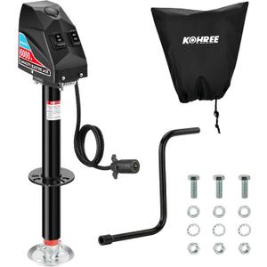 Kohree Electric Trailer Jack 6000 lbs with 7-Way Connector, Heavy Duty RV Electric Tongue Jack for Travel Trailer A-Frame Camper, with Manual Crank Handle & Weatherproof Jack Cover, 22" Lift, 12V DC