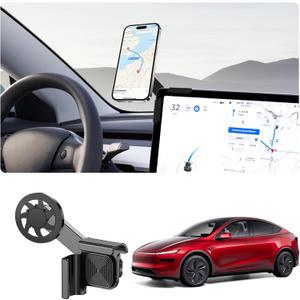 Tesla Phone Mount Fit for Magsafe iPhone & Android Phones, Tesla Model 3/Y/S/X/Cybertruck Accessories Non-Adhesive Tesla Adjustable Screen Phone Mount Fit for All Phone
