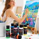Acrylic Paint Set - 24 Colors 2 oz/59 ml Acrylic Paints for Professional Artists with 10 Brushes , Art Supplies for Painting Canvas Rock Wood Ceramic Glass Art Craft Painting, Rich Pigments Lasting Quality for Beginners