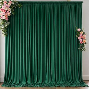 10 ft x 10 ft Wrinkle Free Hunter Green Backdrop Curtain for Parties, Polyester Dark Green Photo Backdrop Drapes 2 Panels 5x10ft for Baby Shower Wedding Birthday Party Photography Curtains