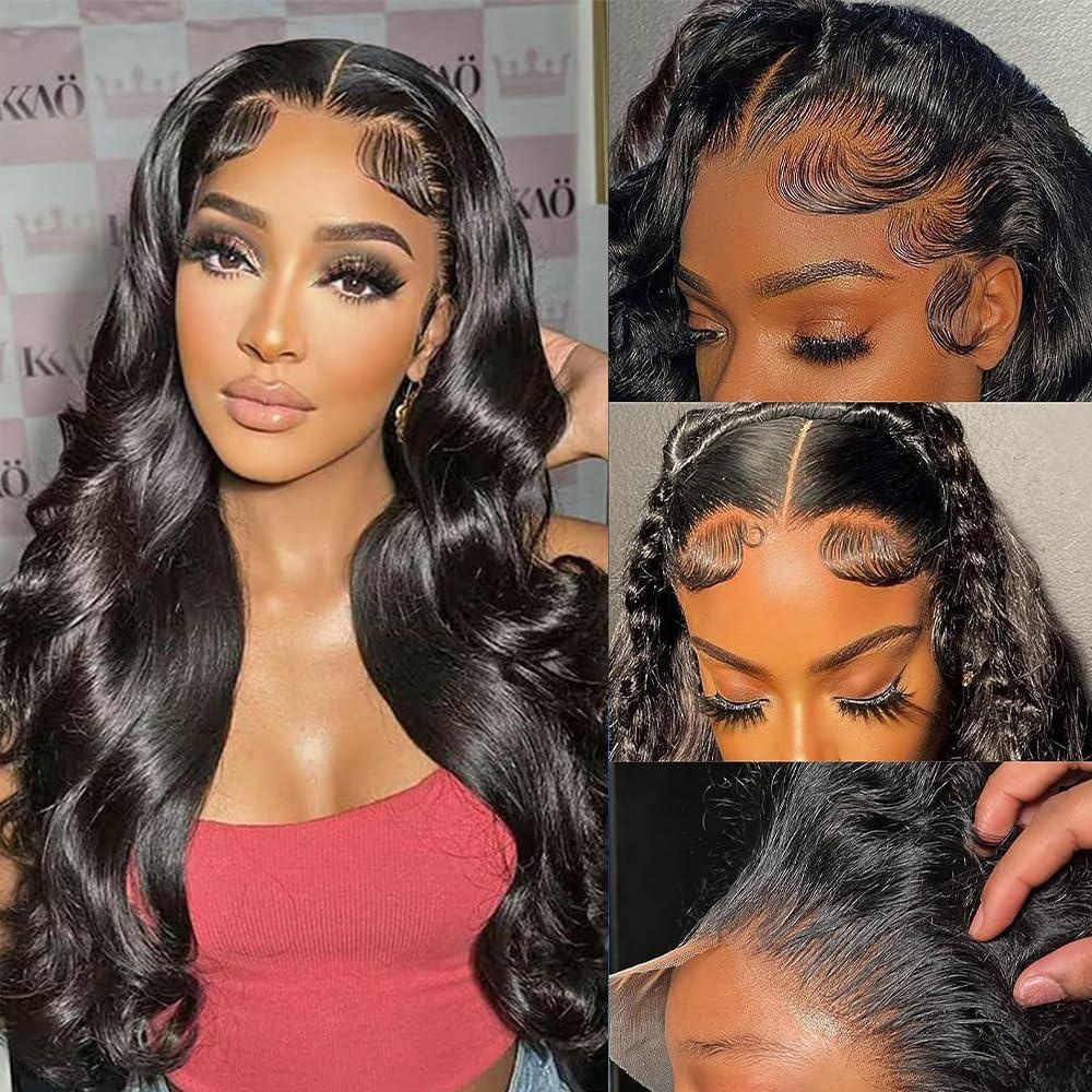 IWISH 13X6 Body Wave Lace Front Wigs Human Hair T Part Glueless Wigs Human Hair Wigs Pre Plucked Per Cut 220% Density Natural Black Wig Body Wave Lace Front Wigs Human Hair Wigs For Black Women