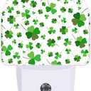 St.Patrick's Day Shamrock Night Light,Dusk-to-Dawn Auto Sensor Green Ireland Clover Lucky Plug in Night Light for Kids,0.5W Energy Saving LED NightLights for Bedroom/Bathroom,Ideal Gifts