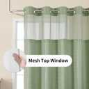 Colorful Star No Hook Shower Curtain with Snap in Fabric Liner, Waffle Weave Heavy Duty Thick Shower Curtains with Mesh Top Window, Hotel Style Waterproof Bathroom Curtain Set, 72'' x 75'', Sage Green