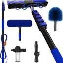 30Ft Reach Solar Panel Cleaning Brush Kit, Cobweb Duster, Squeegee for Roof, RV, Gutter, Boat, Deck
