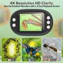 1000X Handheld Microscope for Kids 4K 2.0" Screen Rechargeable Mini Pocket Digital Microscopes w/Slides Kit Portable Edu Gift Age 4-6 8-12 Children Students (White)