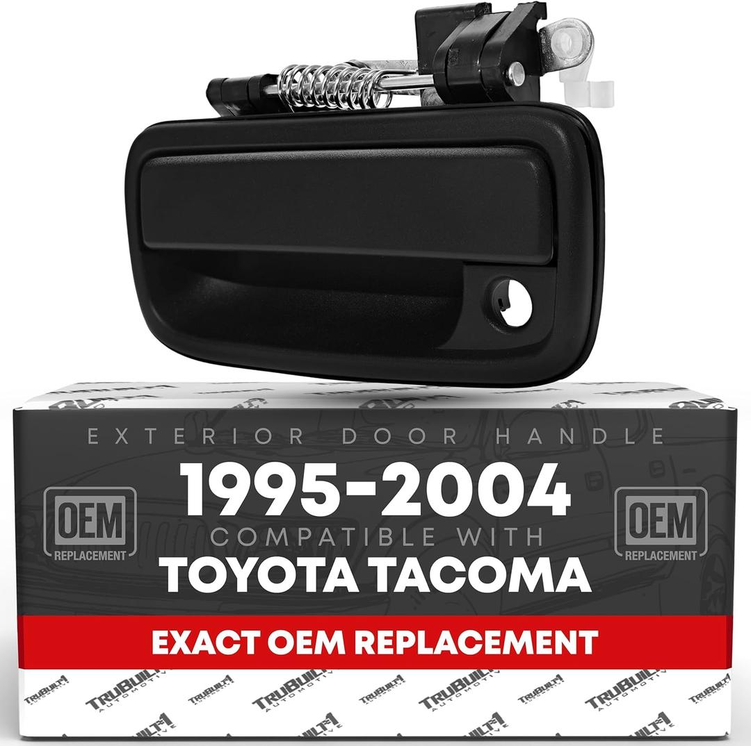 Exterior Front Driver Door Handle Replacement - Compatible with 1995-2004 Toyota Tacoma - Smooth Black, Plastic - OEM 69220-35020, 91319, 79344, TO1310117