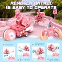 Remote Control Motorcycle for Girls with RGB Wheels Lights, RC Motorbike Toy, 360 Rotations, 55 Min Play, Stunt Motocross with Rider, 2.4Ghz RC Dirt Bike Birthday Xmas for Girls 4-12 (Pink)
