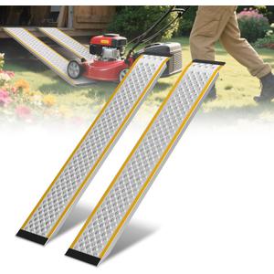 57in Aluminum Versatile Loading Ramp for Hand Truck, Bicycle, Motorcycle, ATV & More, Sturdy Anti-Slip, Shed Ramp 2 Pack for Riding Mower, Lightweight for Blowers, Pickup Trucks-880 lbs/PR Capacity (5FT)
