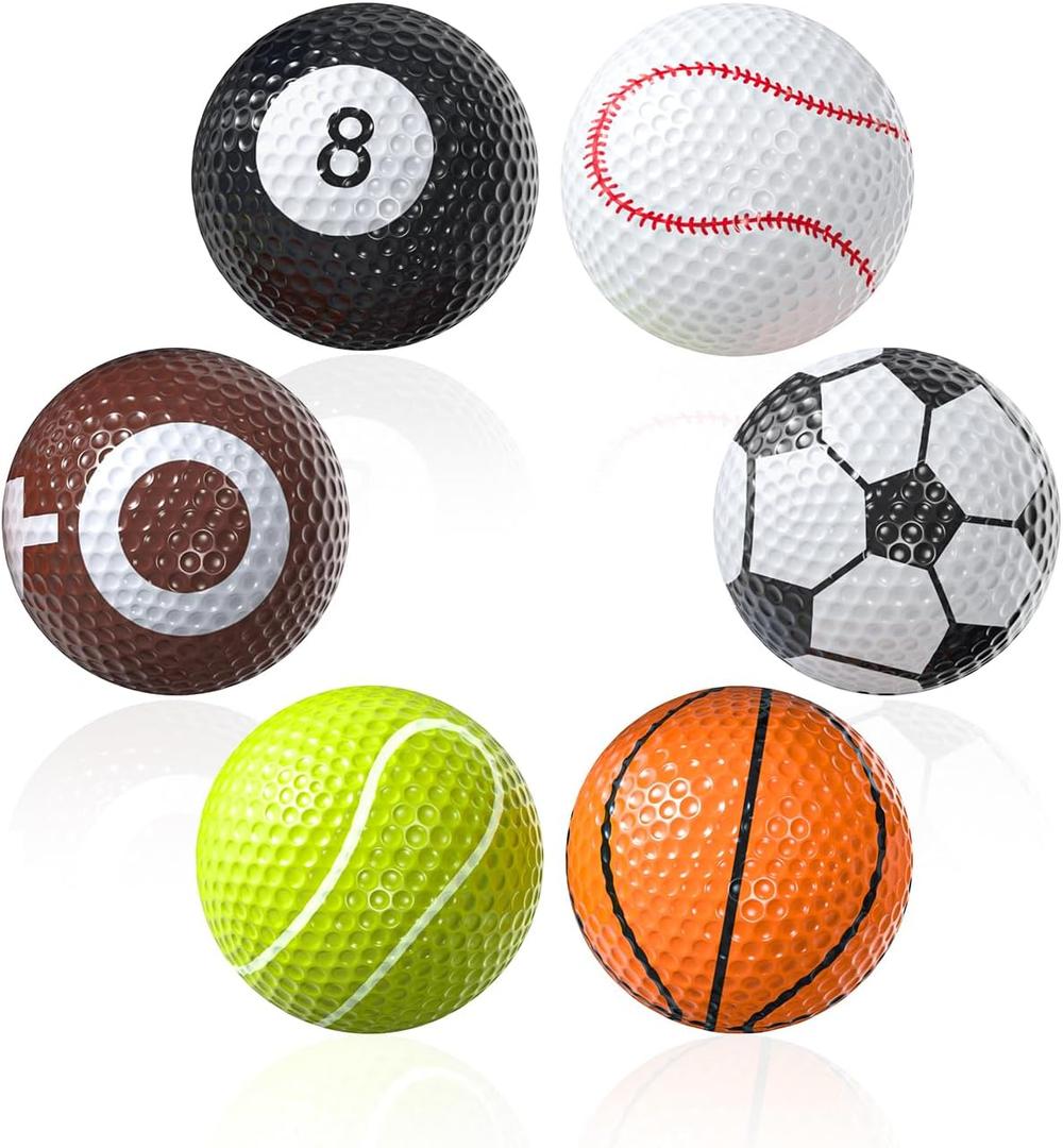 GreenHaven Funny Golf Balls Assorted Novelty Golf Balls Colorful Sportive Golf Training Balls for Practice Birthday Christmas Sports Gift Golfers Entertainment Holiday Decoration, 6 Pack