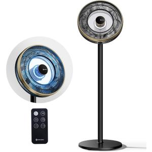 Fan for Bedroom, 25dB Quiet Fan 100ft Airflow, 90° Oscillating Standing Fans with RGB Light, Pedestal Floor Fan with DC Motor, 15H Timer, 4 Speeds 4 Modes, Remote, Home, Office, Indoor, Small