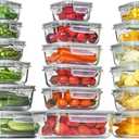 Vtopmart 18Pack Glass Food Storage Containers with Lids, Meal Prep Containers, Airtight Lunch Containers with Leak Proof Locking Lids for Microwave, Oven, Freezer, Dishwasher