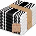 Urban Villa Kitchen Towels 100% Cotton Dish Towels for Kitchen (Set of 6)20”x30” Dish Cloths Highly Absorbent Kitchen Linen Set with Hanging Loop Perfect for Drying Dishes Cleaning Towels-Black White
