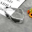 Futuristic Rectangle Sunglasses, Frosted White Frame, Gray Lenses (Transparent)