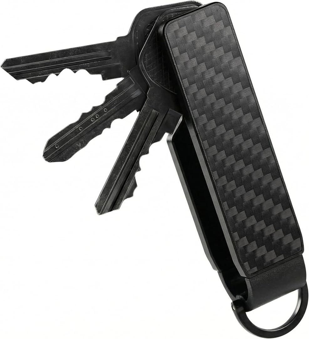 Metallic Key Organizer - Aluminum Key Organizer holder, Minimalist Innovative Keychain. (Carbon Fiber-black 1)