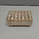 ELLDOO Crystal Jewelry Box Rectangle Trinket Organizer Earrings Rings Box Treasure Box Home Decor Accent Decorative Box with Lid for Valentine Wedding Christmas Birthday Gift, Gold, Small