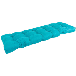 Blazing Needles Microsuede Tufted Bench Cushion, 55" x 19", Aqua Blue