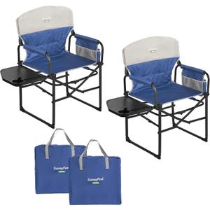 SUNNYFEEL Camping Directors Chair, Heavy Duty,Oversized Portable Folding Chair with Side Table, Pocket for Beach, Fishing,Trip,Picnic,Lawn,Concert Outdoor Foldable Camp Chairs, Large